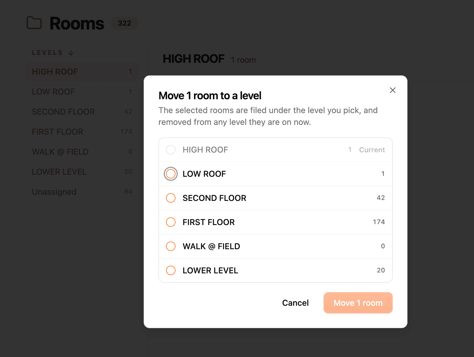 Move Rooms Between Levels in Bulk 1