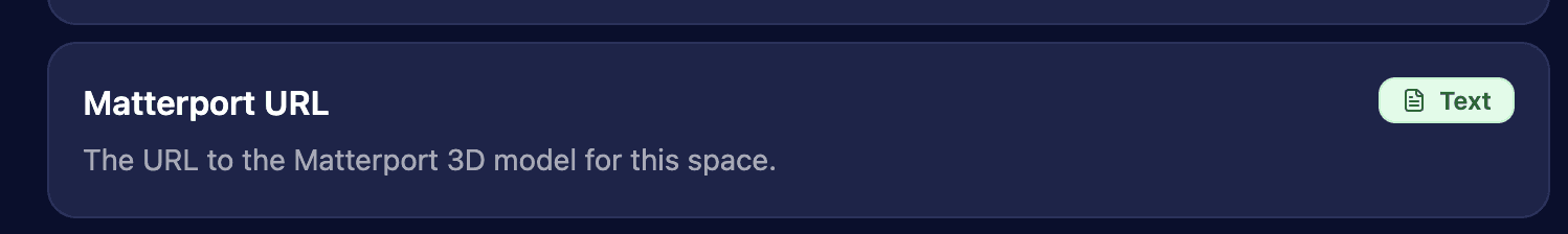 Matterport URL Property for Spaces 1